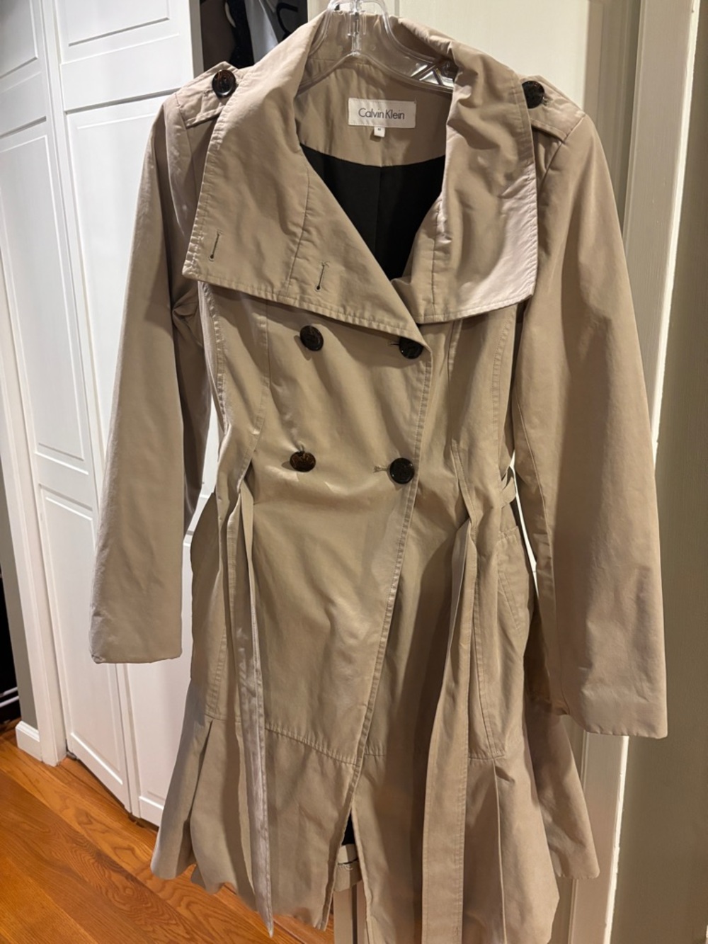 Calvin Klein Beige Double-Breasted Trench Coat